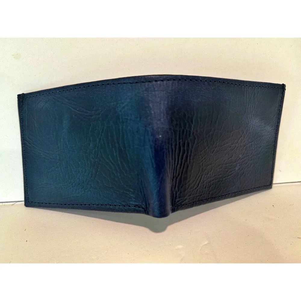 NWT Artisan Handmade Mens Bifold Genuine Leather Wallet Black